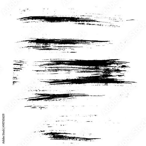 Set of ink vector brush strokes. Vector illustration. Grunge hand drawn watercolor texture.