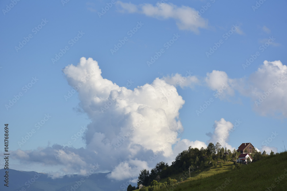 Green hills in mountain valley. spring landscape Green hills in mountain valley. spring landscape