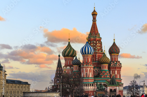 View of St. Basil's Cathedral against cloudy sky photo