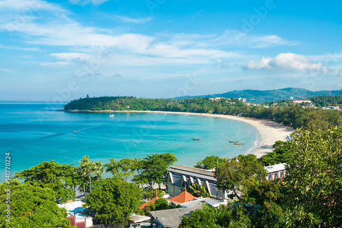 Beautiful view of Kata beach from the hill. Phuket, Thailand 