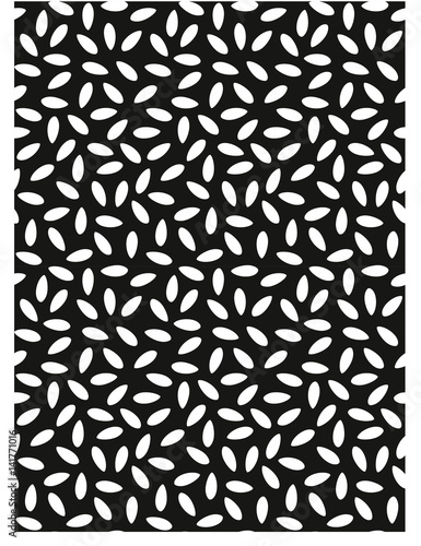 White rice seamless pattern background. Rice seeds on a black background. Vector illustration.