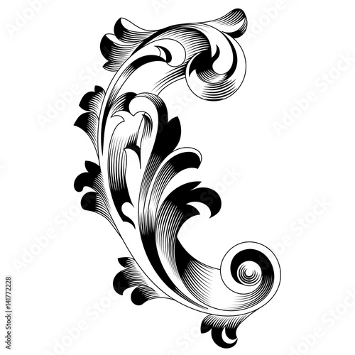Vintage baroque ornament, corner. Retro pattern antique style acanthus. Decorative design element filigree calligraphy vector. - stock vector