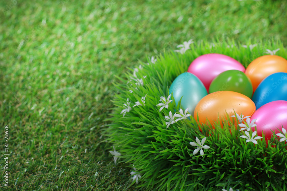 Easter eggs on meadow Easter eggs on meadow