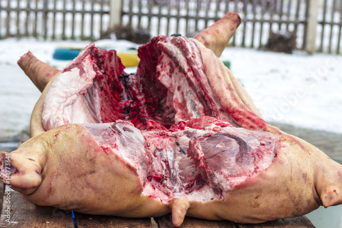 Konstfotografi Cut pig carcass