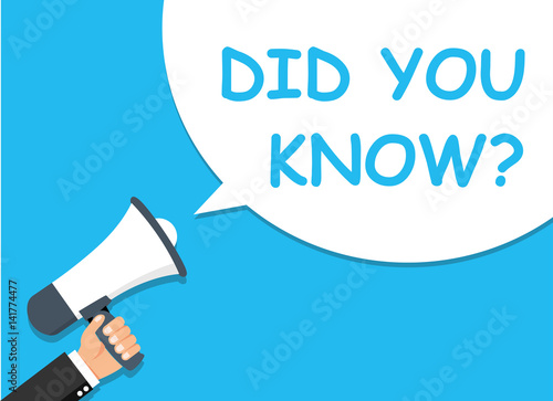 Hand holding Megaphone. Announcement. DID YOU KNOW! - stock vector.