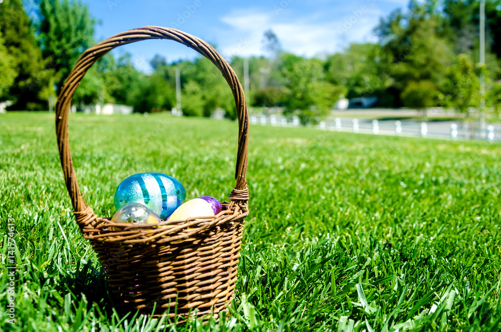 Easter eggs on the grass background Easter eggs on the grass background