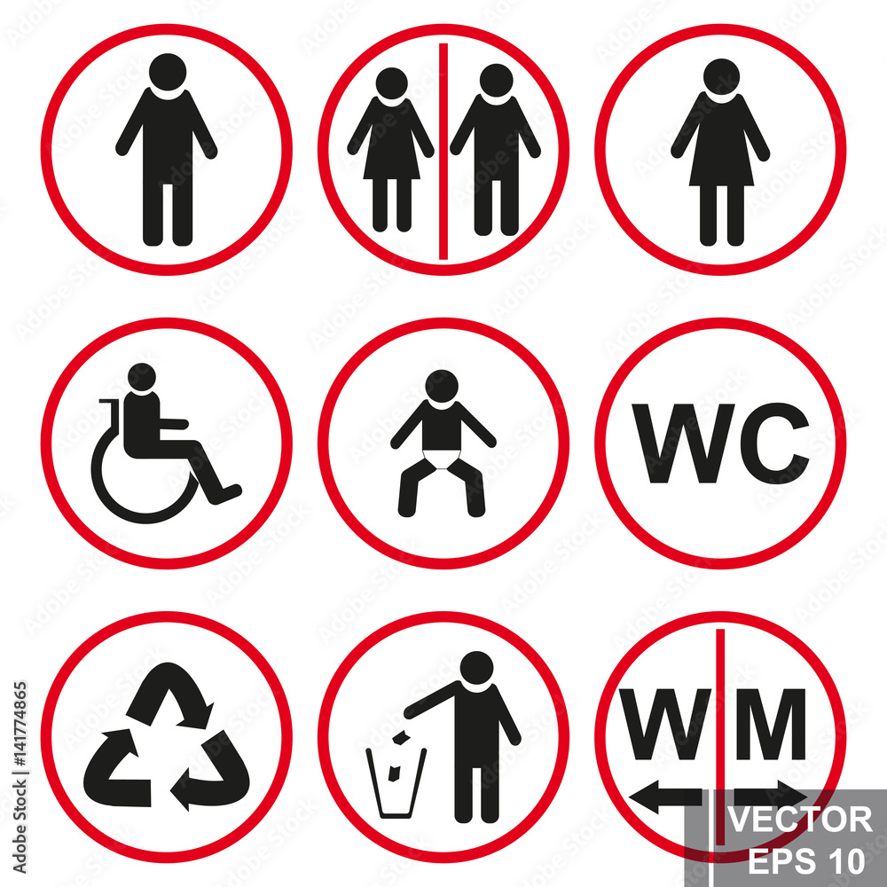 Toilet signs. Pointer. Man. Female. Public place. For your design. Toilet signs. Pointer. Man. Female. Public place. For your design.