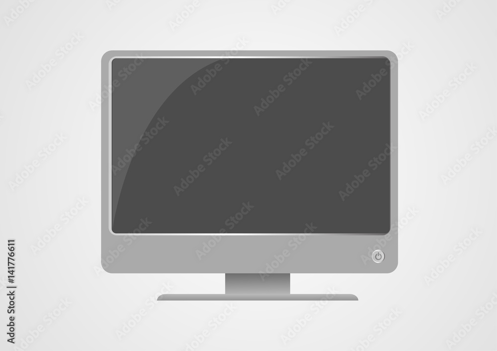 Vector : Computer monitor on gray background Vector : Computer monitor on gray background