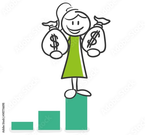 Stick Figure Series Green Woman / Geld generieren