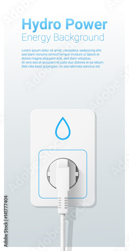 Green energy concept background with hydro power and electric plug , vector , illustration