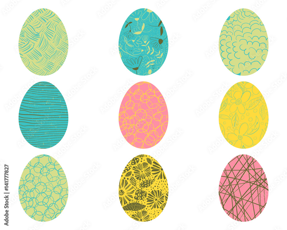Vector Easter eggs with floral and geometric elements Vector Easter eggs with floral and geometric elements