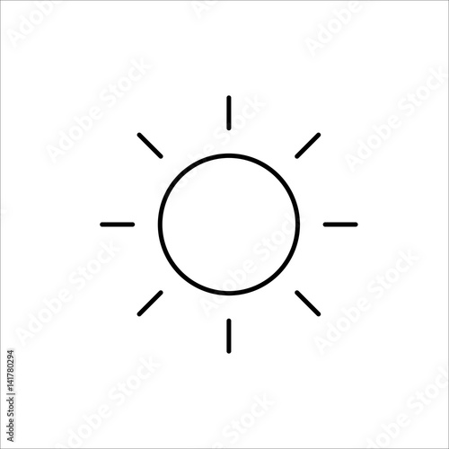 thin line sun icon on white background