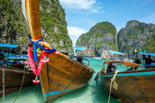 Obraz na płótnie Boats on the shore of the beach, Phuket, Thailand w salonie