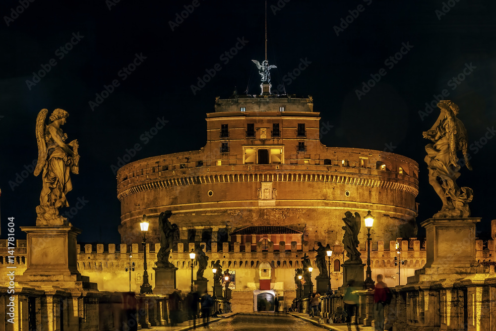 Naklejka premium Ponte and castel Sant'Angelo, Rome