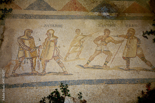 Site de Cos / Mosaïque représentant des combats de gladiateurs / Grèce