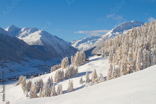 White winter landscape in Livigno. Valtellina - Lombardy - italian Alps