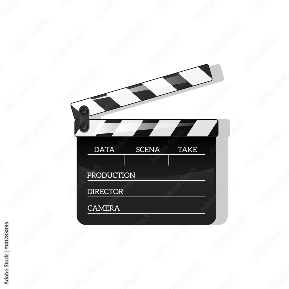 Fototapeta premium Black clap open black object element for movie making