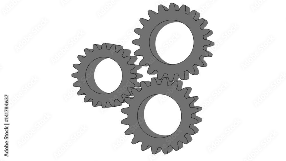 Gears rotate brain wheel idea Mechanics seamless loopable 3D flat on white background render animation Gears rotate brain wheel idea Mechanics seamless loopable 3D flat on white background render animation