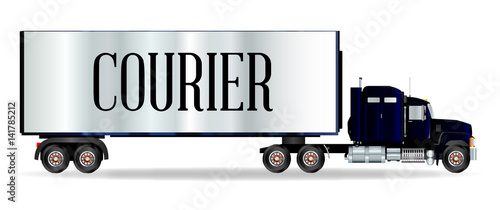 Truck Tractor Unit And Trailer With Courier Inscription
