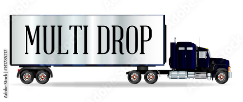 Truck Tractor Unit And Trailer With Multi Drop Inscription