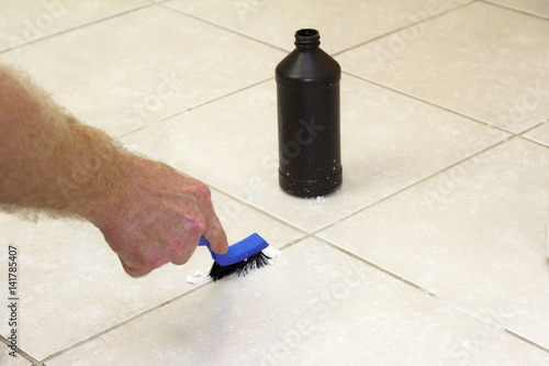 Cleaning Floor Grout with Baking Soda photo