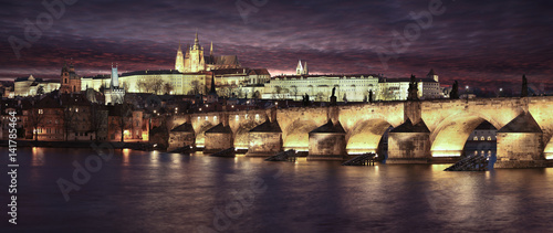 Photography prague at night and sunset
