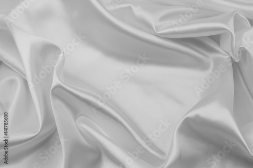 Rippled white silk fabric