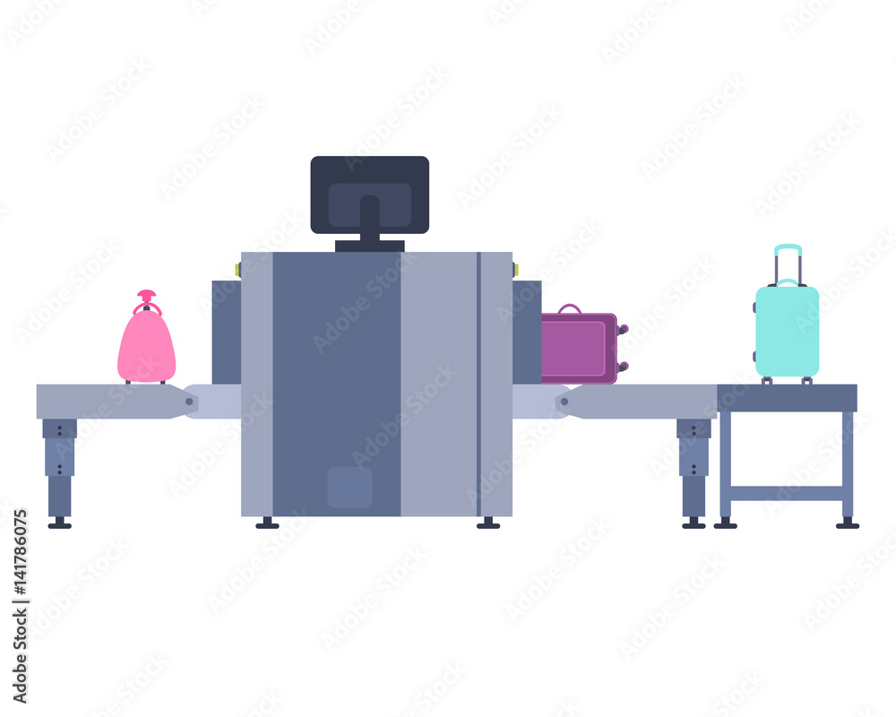 Introscope for baggage screening. Scanner of a suitcase at the airport. Vector illustration Introscope for baggage screening. Scanner of a suitcase at the airport. Vector illustration