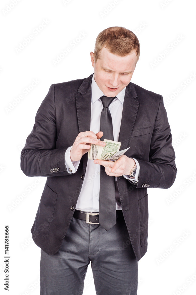 man holding a money isolated on white background man holding a money isolated on white background