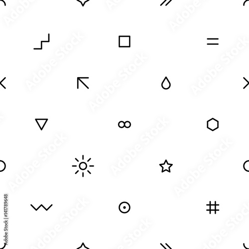 Black seamless pattern in thin flat style