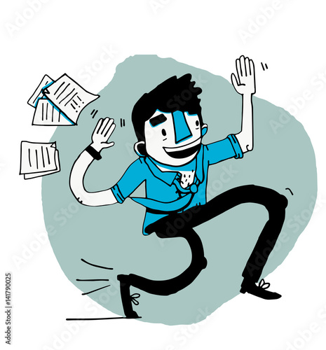 Businessman tossing his papers in the air, either after completion or in frustration.