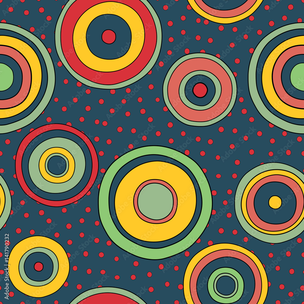Naklejka premium psychedelic circles seamless pattern