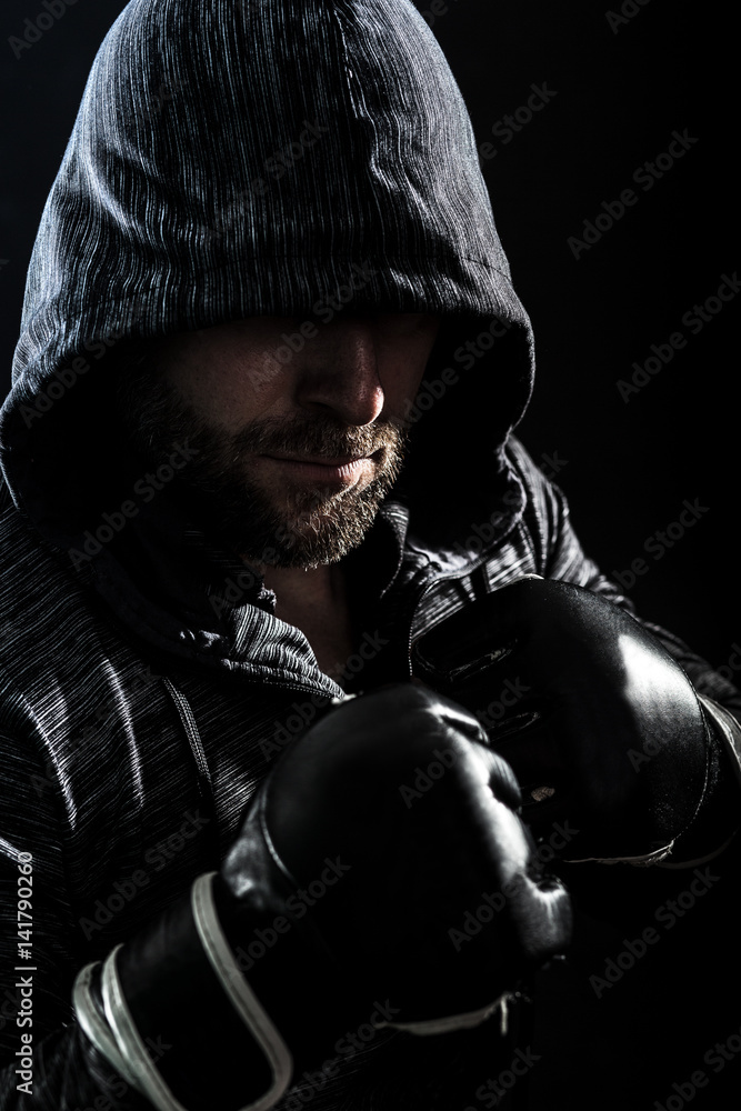 Studio shot of male boxer