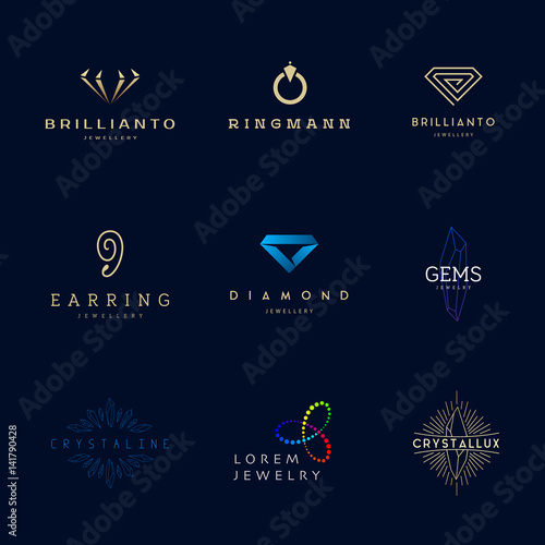 Jewellery company logos set.