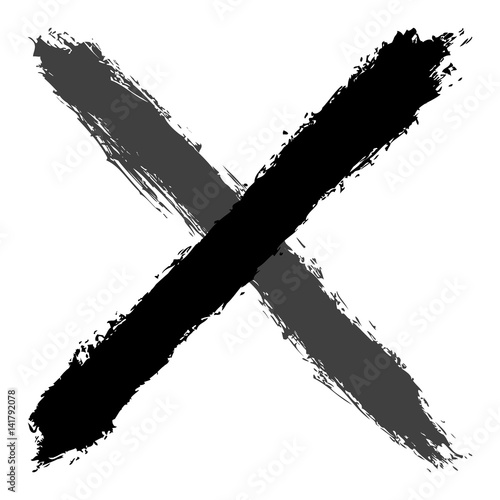 Grayscale criss cross brushstroke delete sign