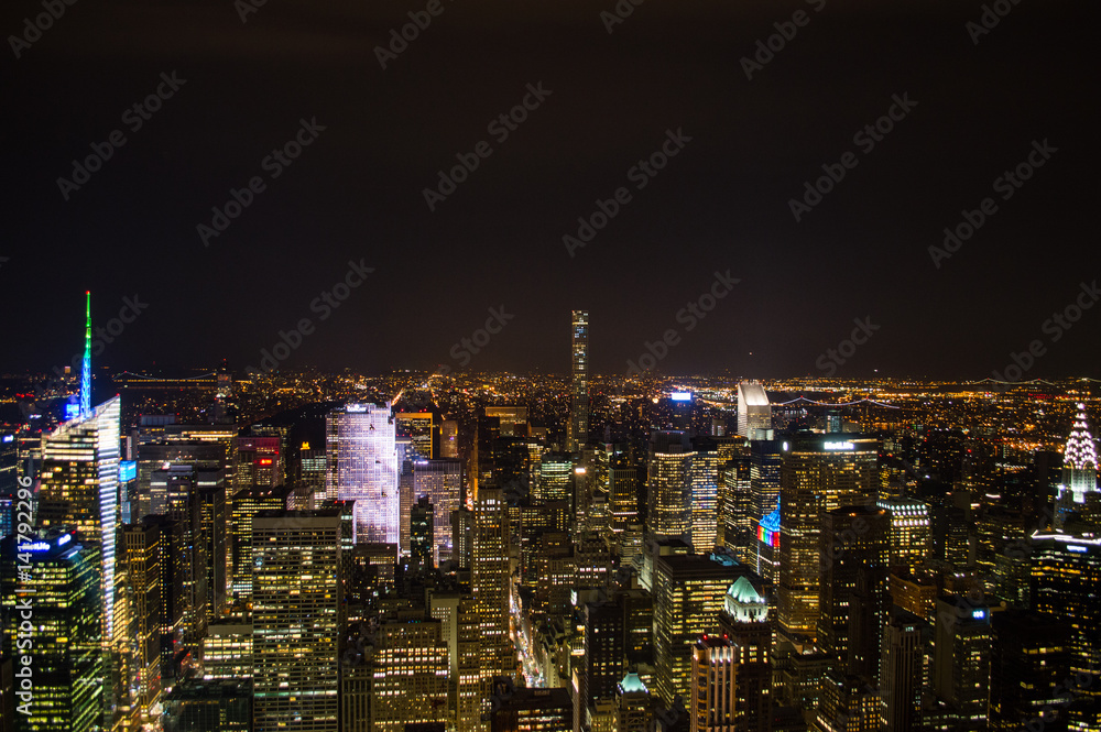 Manhattan, Midtown, Times Square Seen From the Observation Deck of the Empire State Building at Night, USA
