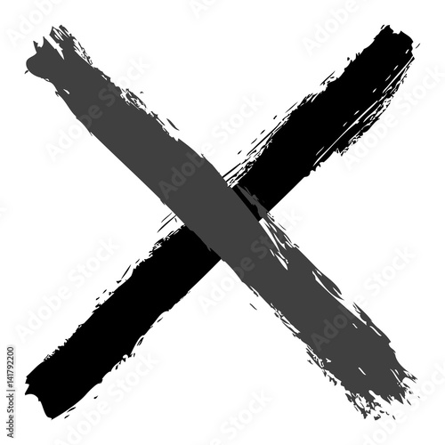 Grayscale criss cross brushstroke delete sign