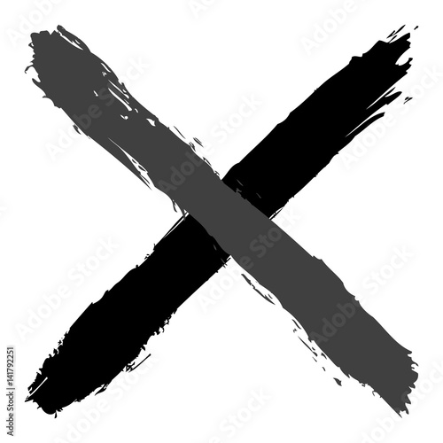 Grayscale criss cross brushstroke delete sign