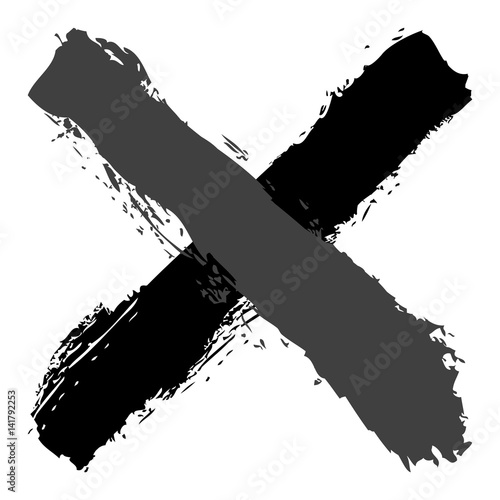 Grayscale criss cross brushstroke delete sign