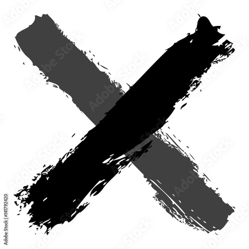 Grayscale criss cross brushstroke delete sign
