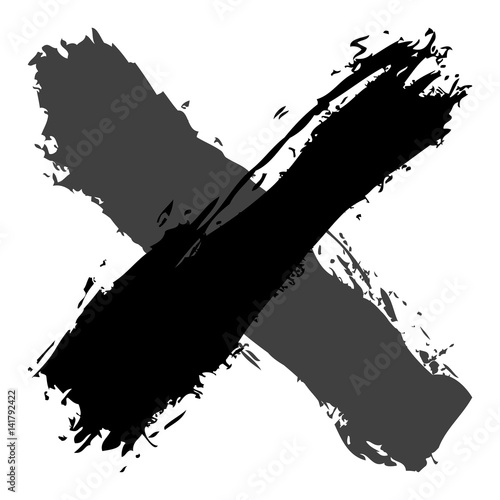 Grayscale criss cross brushstroke delete sign