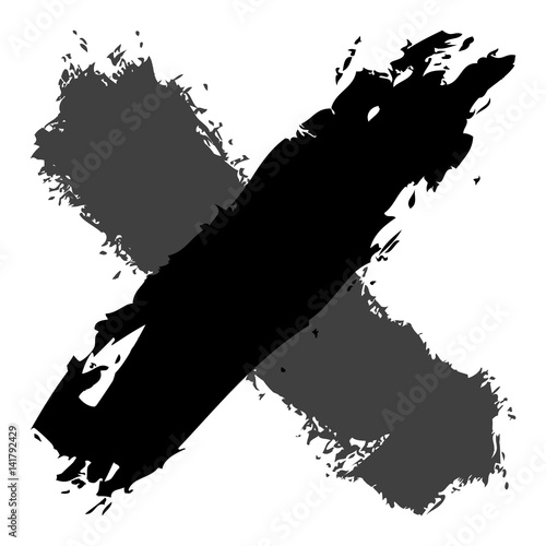 Grayscale criss cross brushstroke delete sign