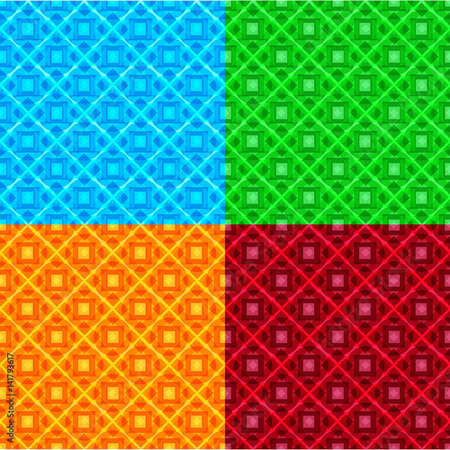 Abstract geometric patterns set. Seamless texture ornament decoration backdrop.