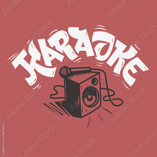 Karaoke Lettering Music Design With A Speaker And A Microphone I