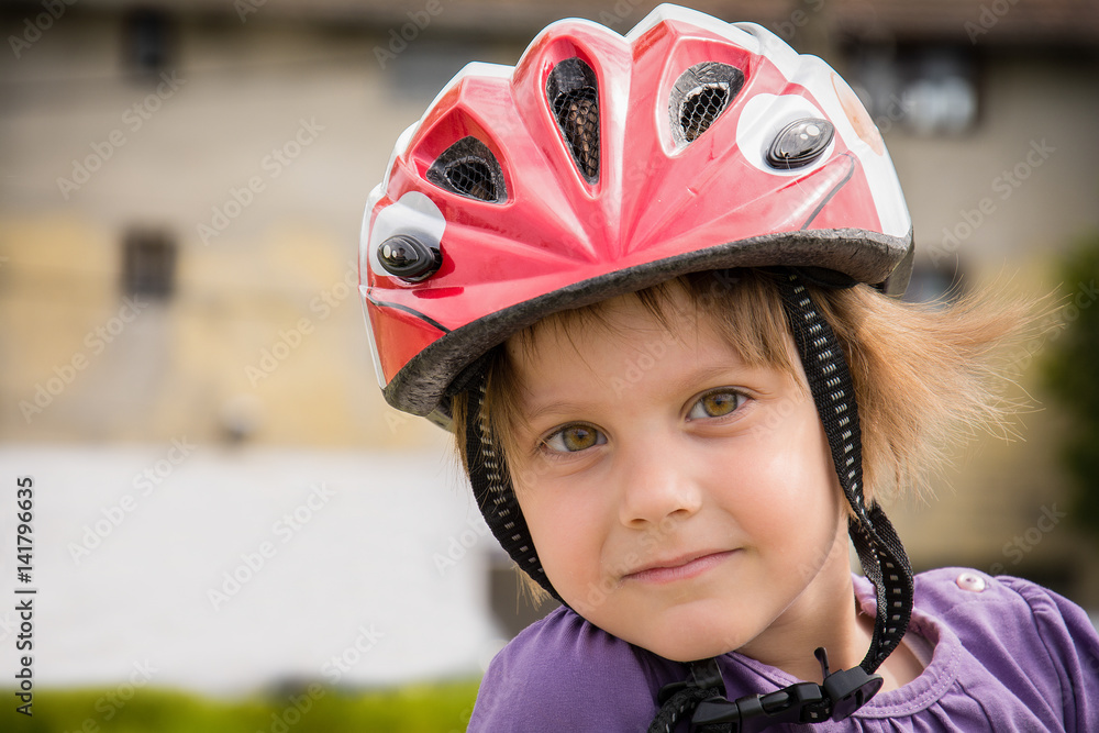 Fototapeta premium Little Girl Wear Sports Helmet