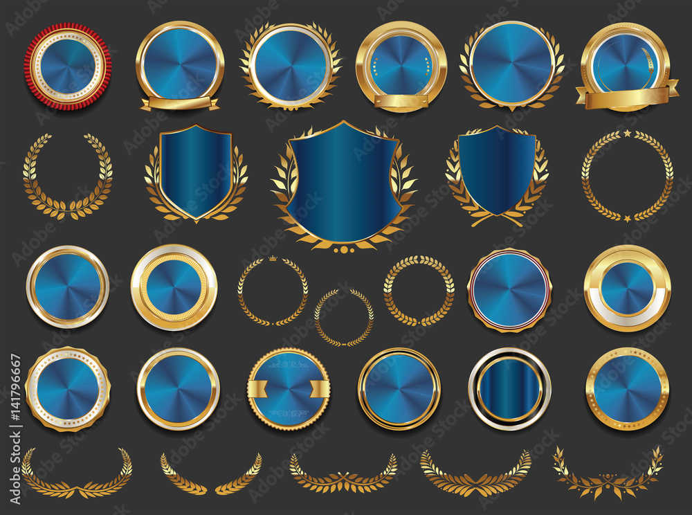 © totallyout - Sale retro vintage golden badges and labels