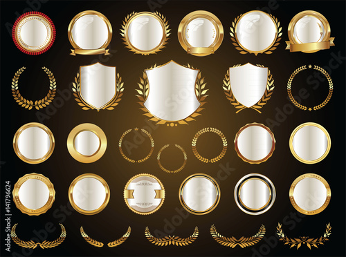 Sale retro vintage golden badges and labels