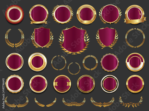Sale retro vintage golden badges and labels