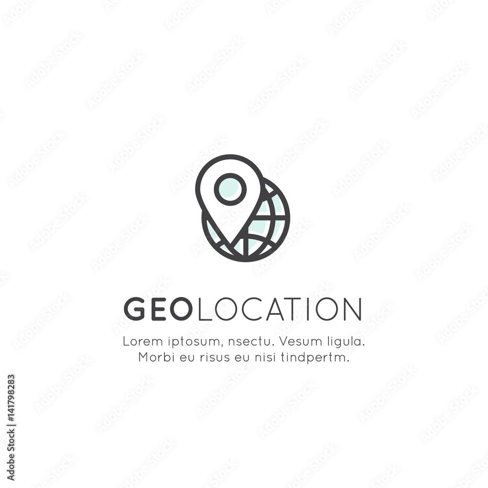 Vector Icon Style Illustration Logo Set of Geo Location Tag, Proximity Marketing, Global Network Connection, Location Identification, Isolated Minimalistic Object Vector Icon Style Illustration Logo Set of Geo Location Tag, Proximity Marketing, Global Network Connection, Location Identification, Isolated Minimalistic Object