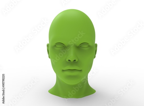 3d illustration of human head. white background isolated. icon for game web.